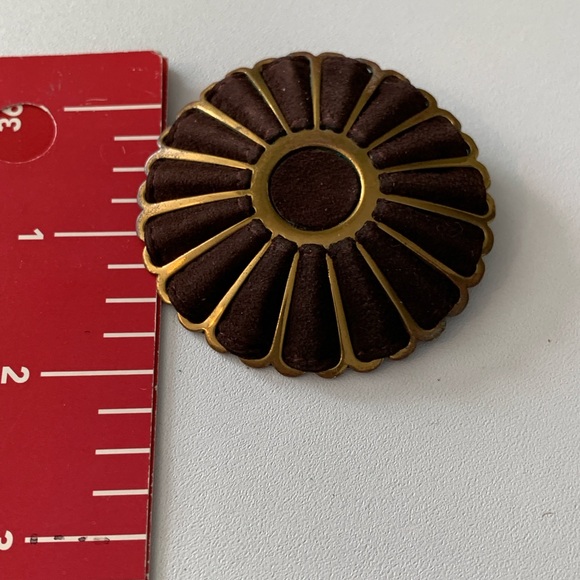 Vintage Gold and Brown Leather Belt Buckle
